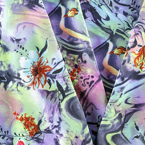 Креп 026-08297 салатовый принтованный