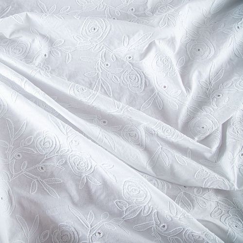 Хлопок с вышивкой 067-20044 белый