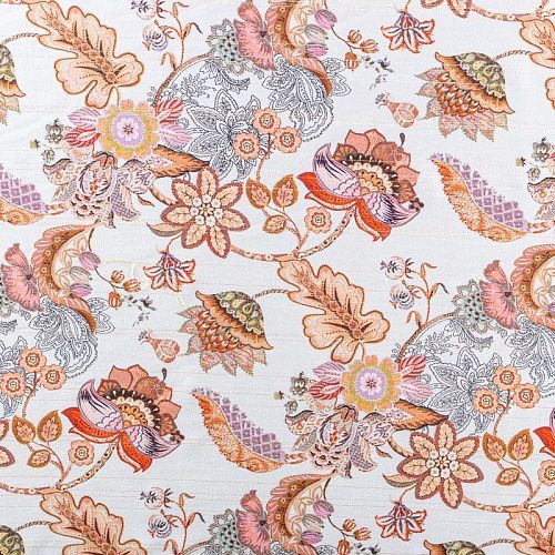 Вискоза с люрексом 009-1005 молочный принтованный