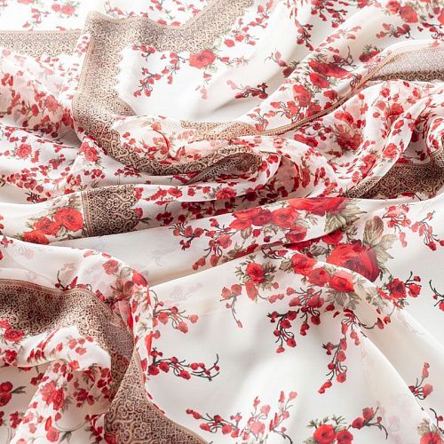 Шифон 068-01875 белый принтованный