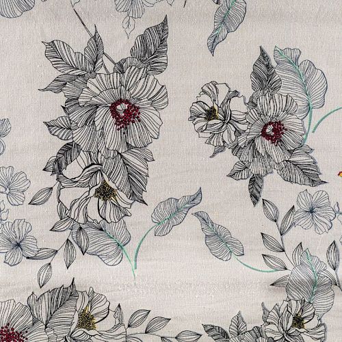 Лен натуральный К36-094 экрю принтованный