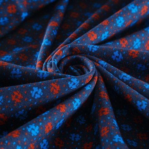 Трикотаж 056-12653 темно-синий принтованный