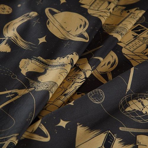 Хлопок 063-16136 черный принтованный