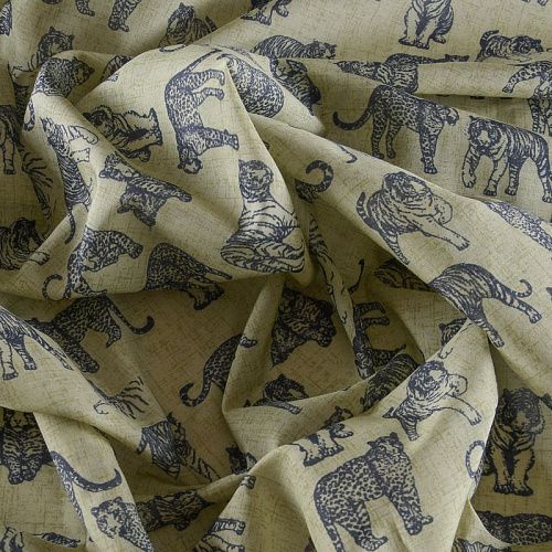 Шелк-батист 003-11939 оливковый принтованный