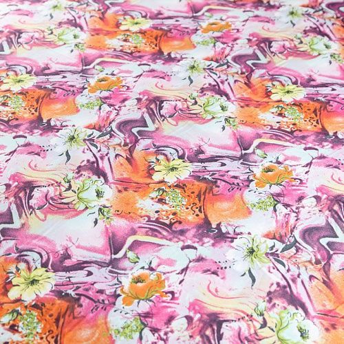 Креп К10-422 белый принтованный