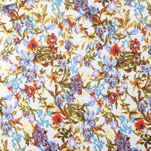 Крепдешин синтетический К03-908 белый принтованный