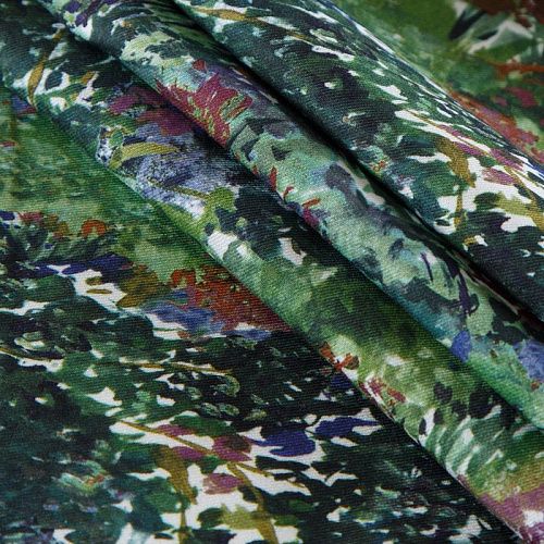 Твил-штапель 069-12372 зеленый принтованный