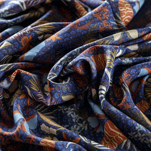 Вискоза 009-08626 темно-синий принтованный