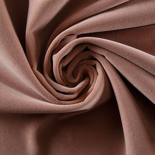 Ткань портьерная негорючая бархат 09-02-13729 светло-коричневый однотонный