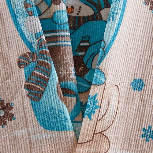 Полотно вафельное 007-15255 бежевый принтованный