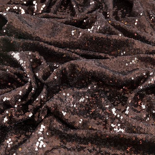 Ткань с пайетками 055-02817 шоколадный однотонный