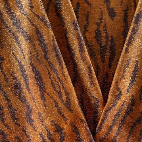 Вискоза с люрексом 009-08620 горчично-коричневый принтованный