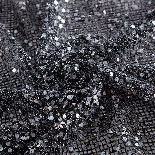 Сетка с пайетками 050-20755 черный меланж