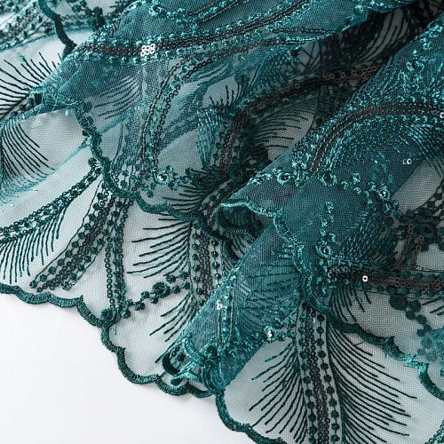Гипюр 012-05436 темно-изумрудный 