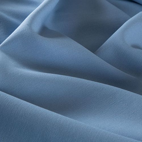 Креп двойной 026-19226 голубой однотонный