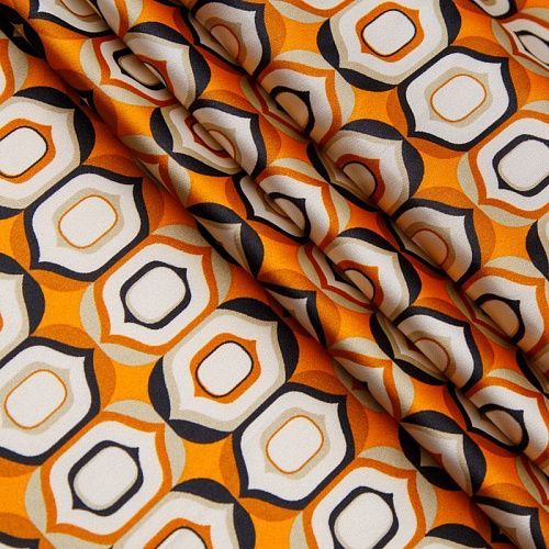 Шелк синтетический 065-13789 апельсиновый принтованный