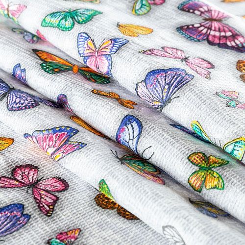 Полотно вафельное 007-03532 светло-серый принтованный