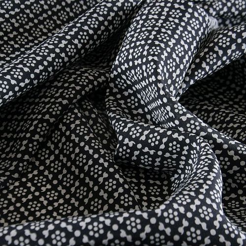 Крепдешин натуральный 028-12194 черный принтованный