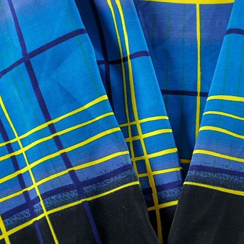 Креп 026-08242 синий принтованный