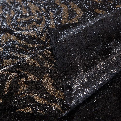 Пайетки на трикотажной основе 055-16234 черный/золото