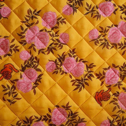 Ткань курточная 2-х сторонняя 033-14803 шафрановый принтованный