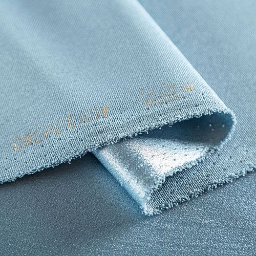 Кади креп-атлас 001-06590 серо-голубой однотонный